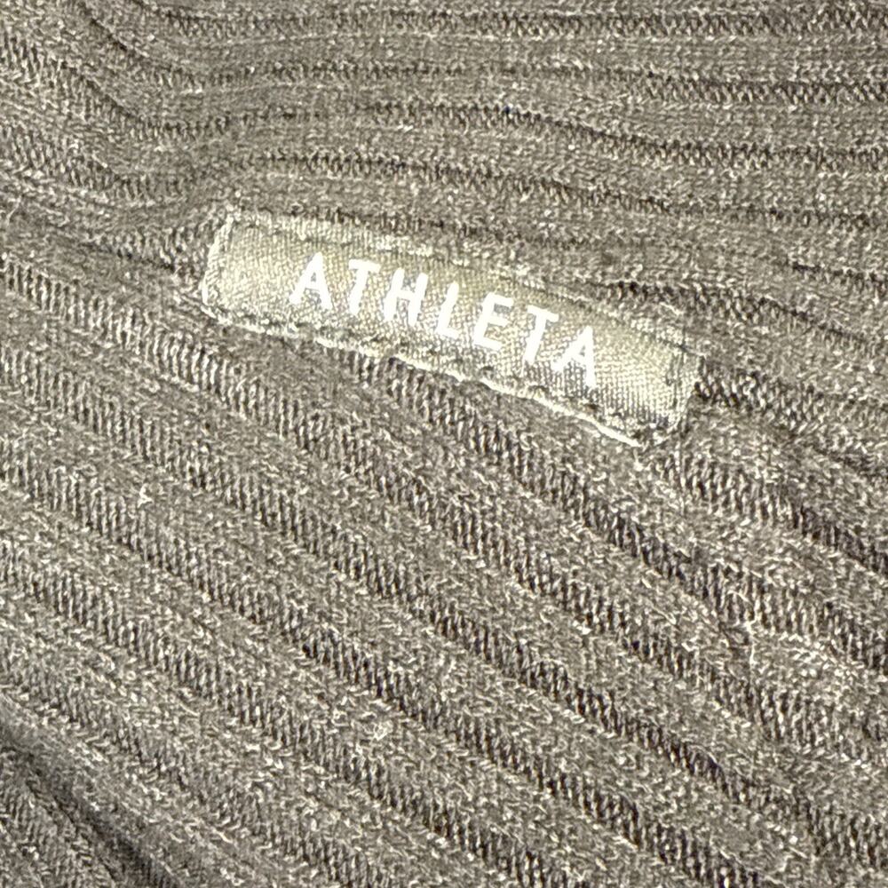 Athleta Harmony Pose Wrap M Black Ribbed Hooded Cardigan Open Front Thumbholes - Picture 4 of 15